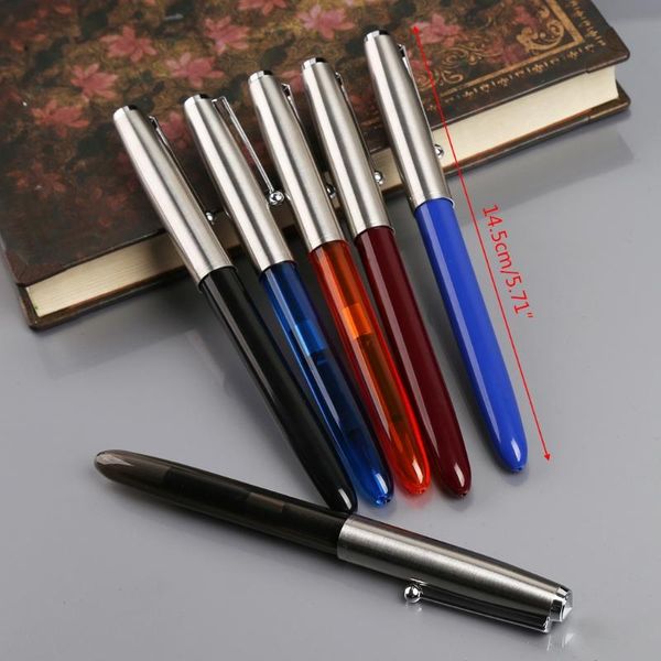 

vintage stainless steel cap fountain pen 0.38mm nib business office gift pens