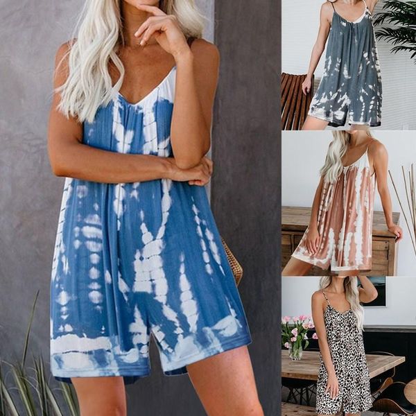 

women's swimwear 2021 summer fashion tie-dye printing suspender shorts, White;black