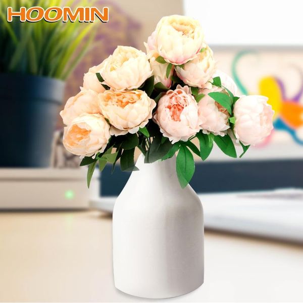 

bunch european artificial peony 5 big head silk fake flowers bouquet diy white pink home decoration wedding party decor decorative & wreat w