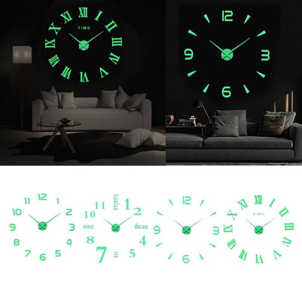 

wall luminous clock diy 3d sticker modern home bar decor watch a clocks