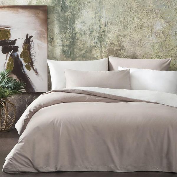 

bedding sets noah ranforce duvet cover set (double) - light brown / ecru
