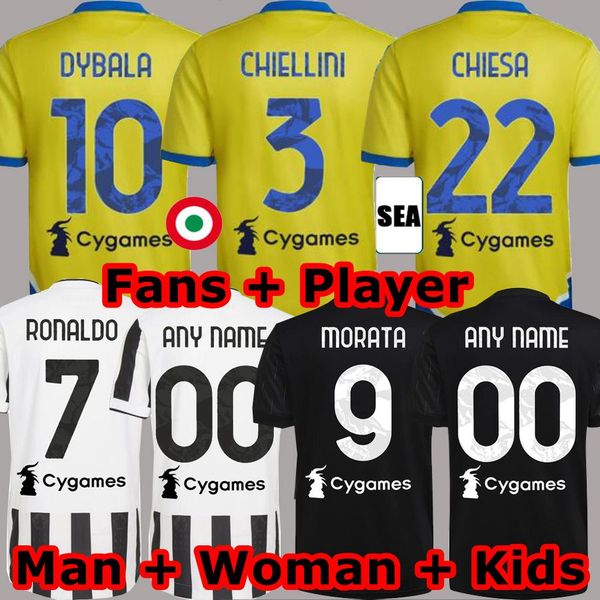

dybala morata chiesa soccer jerseys 2021 2022 locatelli mckennie football kit shirt 21 22 juve chiellini bonucci men kids sets, Black;yellow