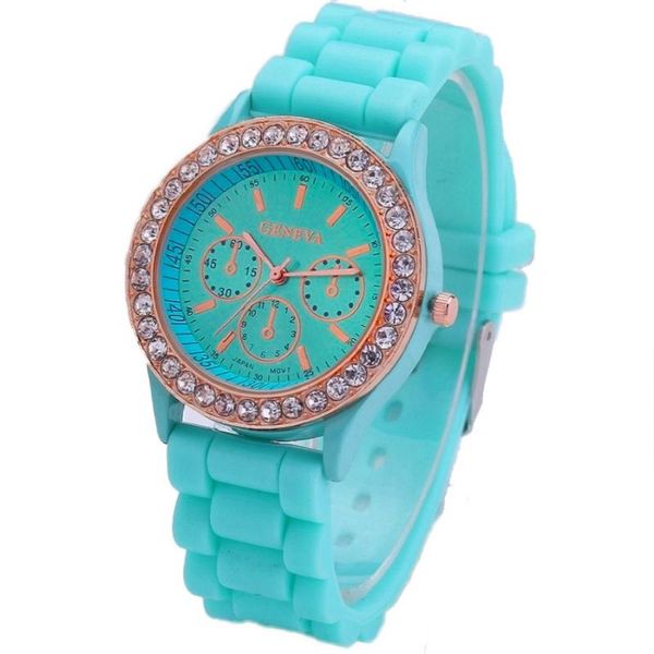

gnova platinum women golden crystal geneva watch rhinestone wristwatch woman silicone band quartz girl gift a992 wristwatches, Slivery;brown