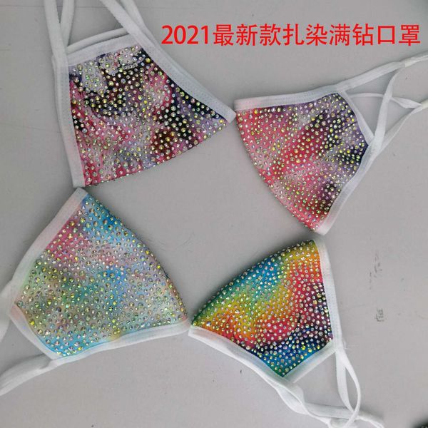 

mask 2021 tie dye series drill hanging ear fashion pure cotton belt drill cloth