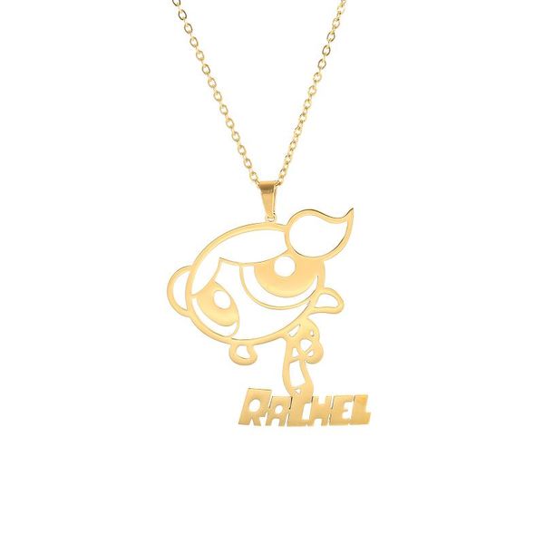 

pendant necklaces custom picture and name necklace diy personality cartoon animal po letter stainless steel for children jewelry gifts, Silver