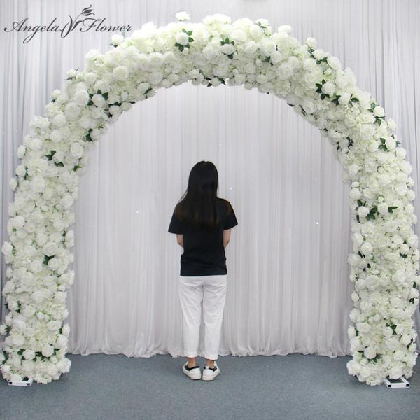

decorative flowers & wreaths luxury 3d white artificial rose hydrangea flower row wedding arch decor floral arrangement party backdrop wall