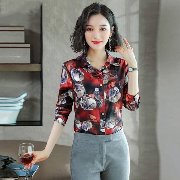 

Women's Blouses & Shirts Women Spring Autumn Long Sleeve Female Turn-down Collar Blouse Casual Tops Elegant Work Wear Chiffon Shirt Z57 CBMM, White