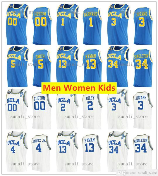 

ncaa ucla bruins college basketball jersey 1 jules bernard 2 cody riley 3 johnny juzang 4 jaime jaquez jr. 5 chris smith 10 tyger campbell j, Black;red