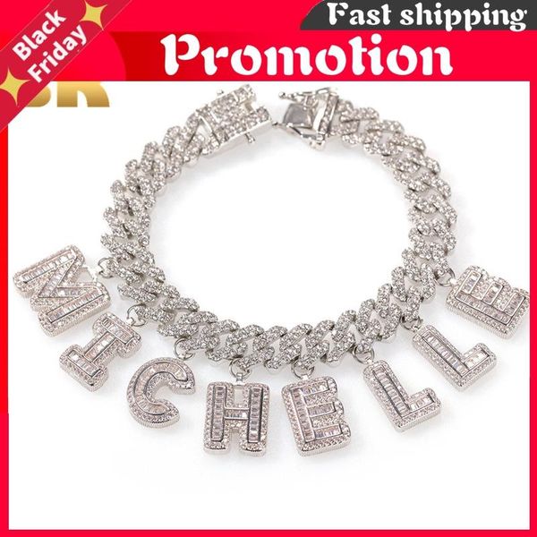 

chains hiphop diy statement 12mm s-link miami cuban necklace baguettecz letter pendant ankle jewelry own style, Silver