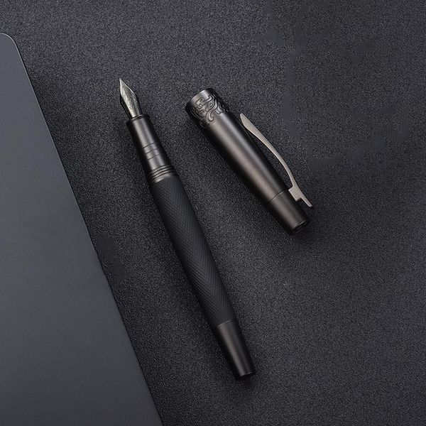 

fountain pens hongdian 6013 black metal pen titanium ef/f/bent nib ink beautiful tree texture for business office writing