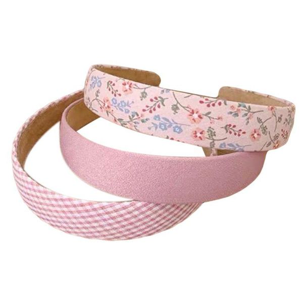 

hair accessories 3pcs korean women romantic wide headband vintage pastoral floral plaid solid bandana elegant beach vacation hoop