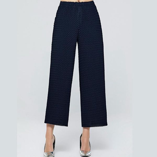 

spring autumn hand made pleated casual mid waist straight pants women's & capris, Black;white