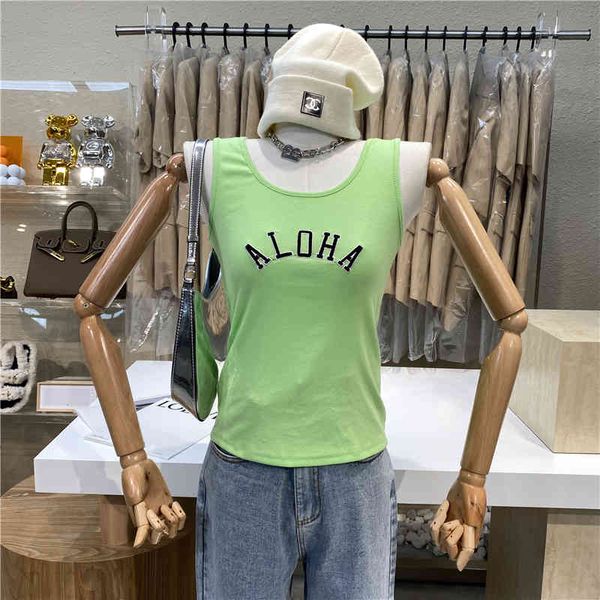 

tanks niche design impression tight-fitting female blouse with threaded shirt 2021u short sports vest, White