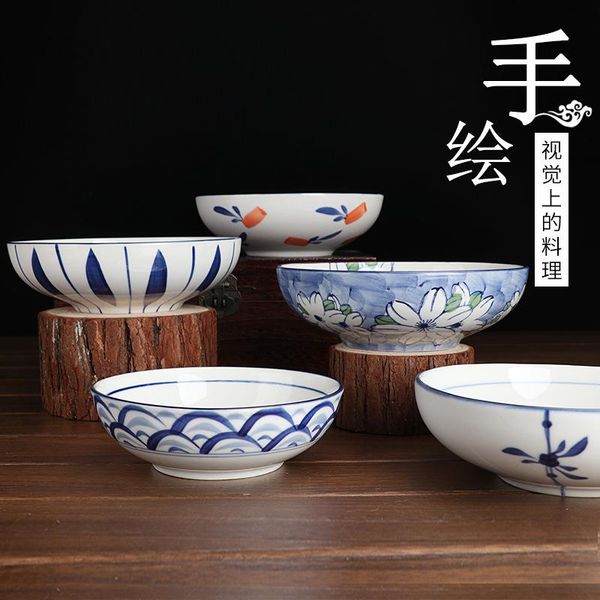 

salad bowl underglaze color ceramic soup plate creative hand painted deep restaurant noodles cold skin fried bowls