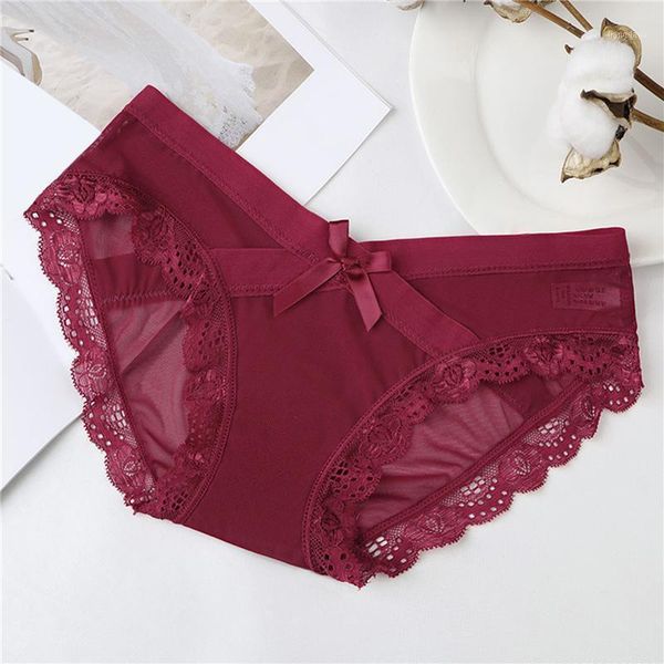 

1pc lingerie fashion transparent hollow lace mid-low waist hipster panties ladies solid color perspective briefs underwear women's, Black;pink