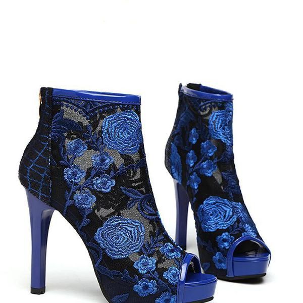 

women pumps high thick black heels ladies shoes mesh open toe casual party wedding chunky dress tennis