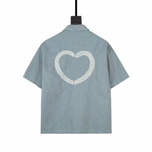 

mens casual shirts shirt men women heart stripe embroidery sleeve shirt fashion beach style dinner reception tees lovers clothing, White;black