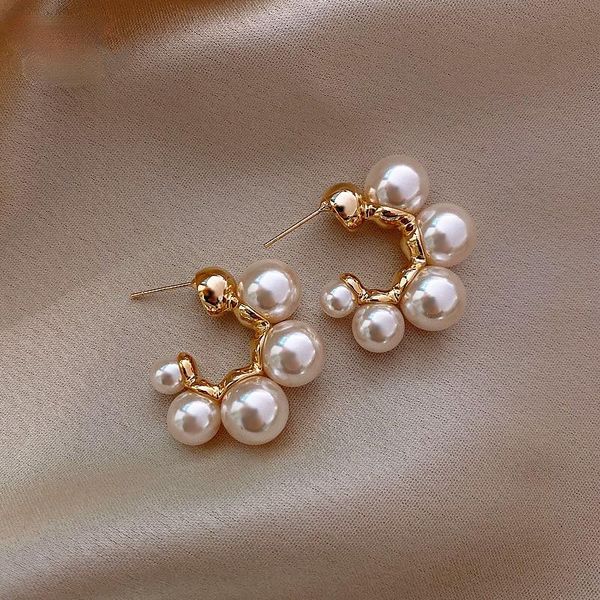 

dangle & chandelier elegant celebrity metal inlaid pearl earrings for woman fashion jewelry 2021 luxury wedding party girl's unusual, Silver