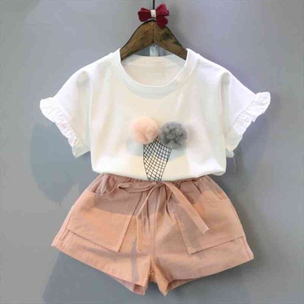 

girls clothing sets summer cotton vest two-piece sleeveless children sets casual fashion toddler girls clothes suit pants, White