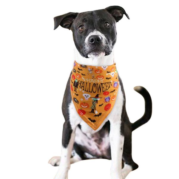 

puppy triangle saliva scarf fashion printed neckerchief halloween decor pet collar towels waterproof bandana dog supplies apparel