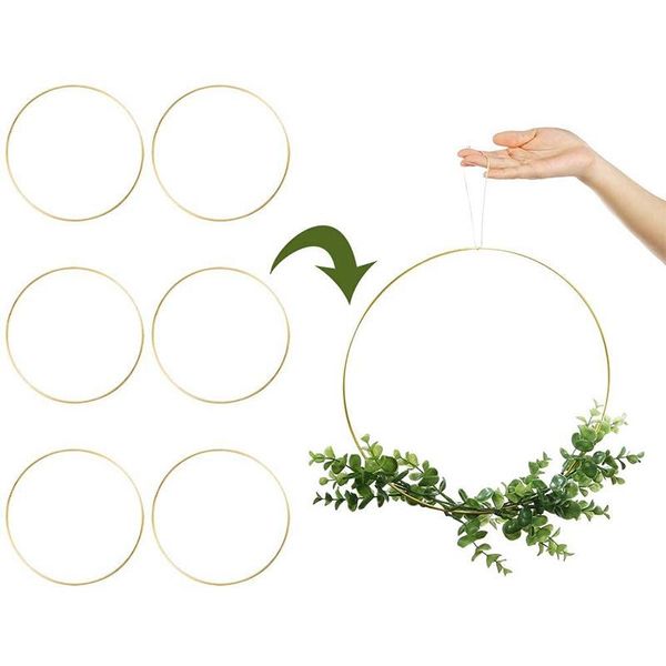 

pack 12 inch metal floral hoop wreath macrame gold rings for diy decor, dream catcher decorative flowers & wreaths