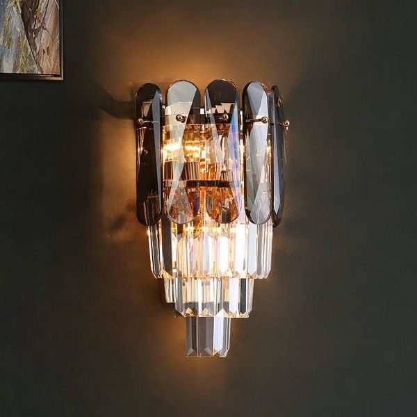 

wall lamp crystal living room bedroom bedside smoke gray led