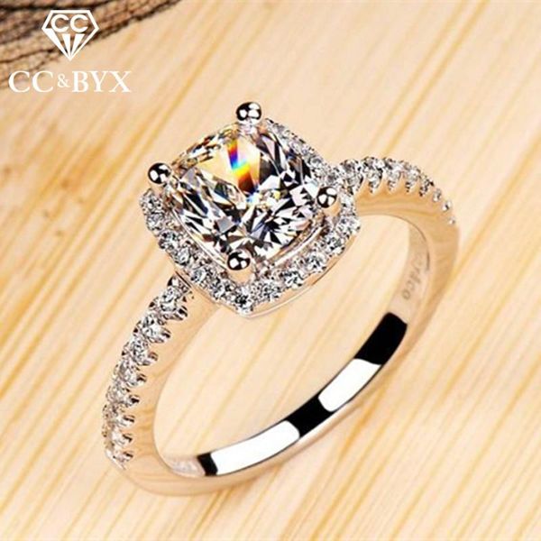 

wedding rings jewelry 925 silver ring for women fashion midi square engagement party bride luxury accessories bijoux 595, Slivery;golden
