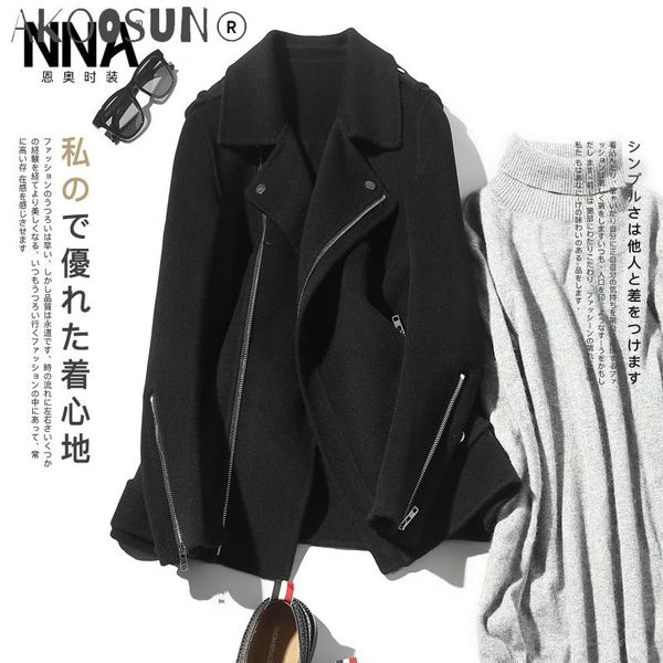 

men's wool & blends akoosun 100% coat men korean double-sided man jacket blazer collar mens coats and jackets abrigo hombre nm18-1027 k, Black