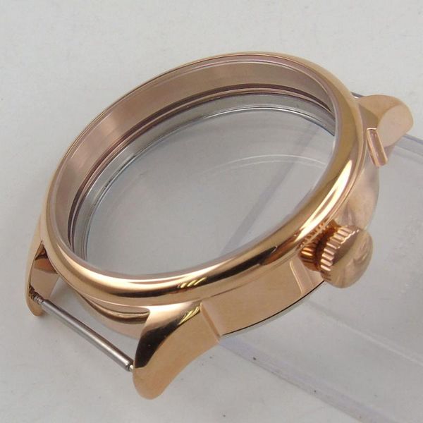 

repair tools & kits 42mm 316l stainless steel rose golden watch case parts fit for eta 6497 6498 hand winding movement men