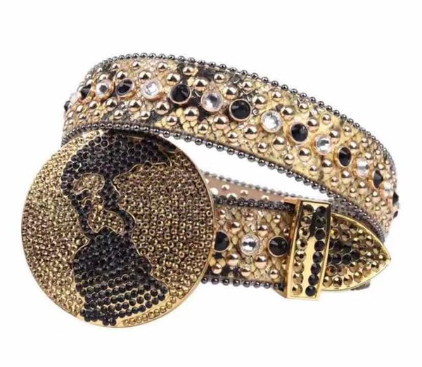 

2022 designer bb belt simon belts for owen men women fashion shiny kor diamond belt gold big rhinestones multicolour, Black;brown