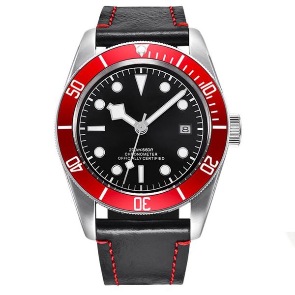 

wristwatches waterproof japan nh35 automatic mechanical wristwatch lume sapphire swim men watch calendar sport diver male clock, Slivery;brown