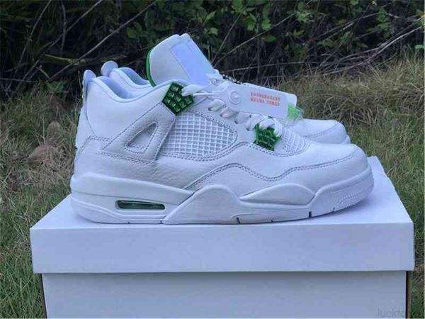 

2021 authentic 4 red purple orange green athletic shoes metallic silver white man trainers sneakers 4s sports with original box, White;red