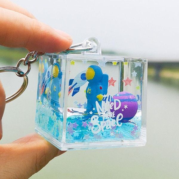 

keychains 40gb mysterious space quicksand square keychain astronaut bag charm keyring jewelry, Silver