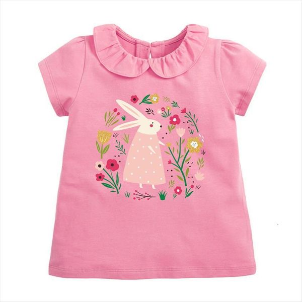 

summer pink rabbit t shirt for girls cute floral children clothing pretty kids, Blue