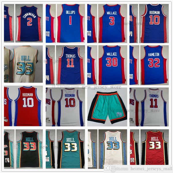 

03-04 mitchell&ness retro stitched basketball jerseys 10 dennis 33 grant rodman hill 3 ben 30 rasheed wallace 32 richard hamilton 1 chauncey, Black;red