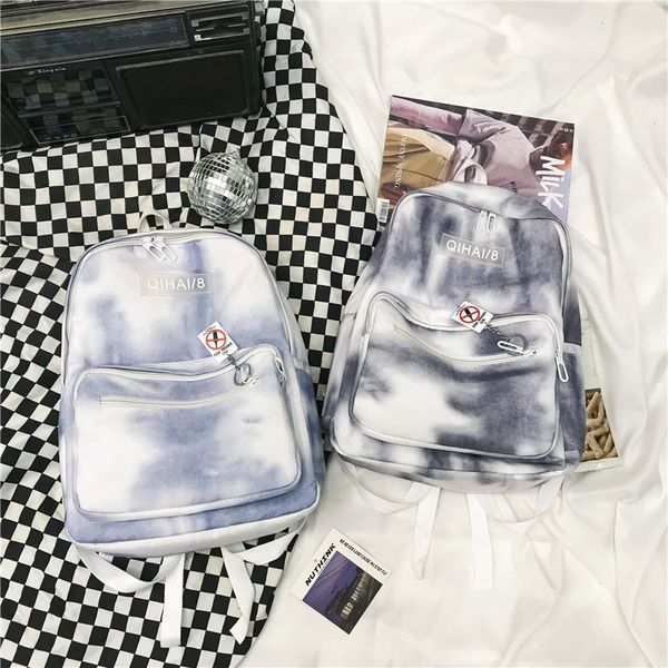 

summer fashion women's backpack trendy tie-dye school backpacks canvas casual all-match travel bag