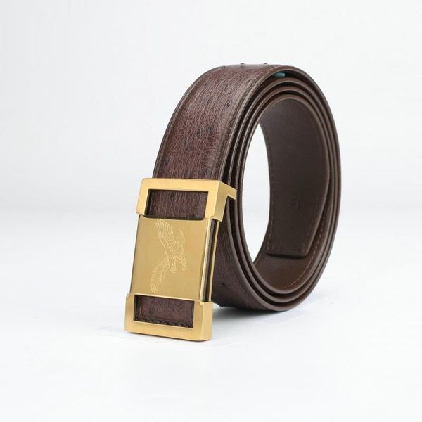 

belts 2021 plate buckle men waist men's cintura ostrich leather high-end business leisure fashion cinturon mujer for women, Black;brown