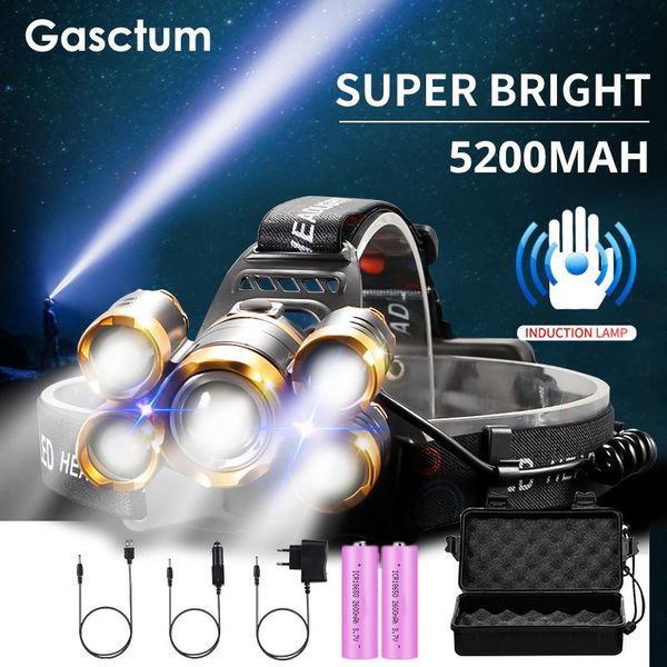 

updated 5200mah battery ir sensor fishing led headlight t6 headlamp rechargeable zoom smart lantern 18650 torch waterproof headlamps