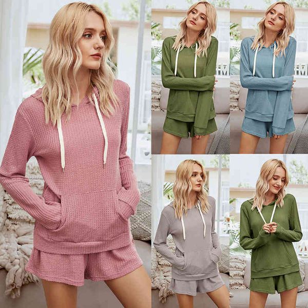

womens suits 2020 fall new products european and american womes home furnishing suits hooded shorts, Gray