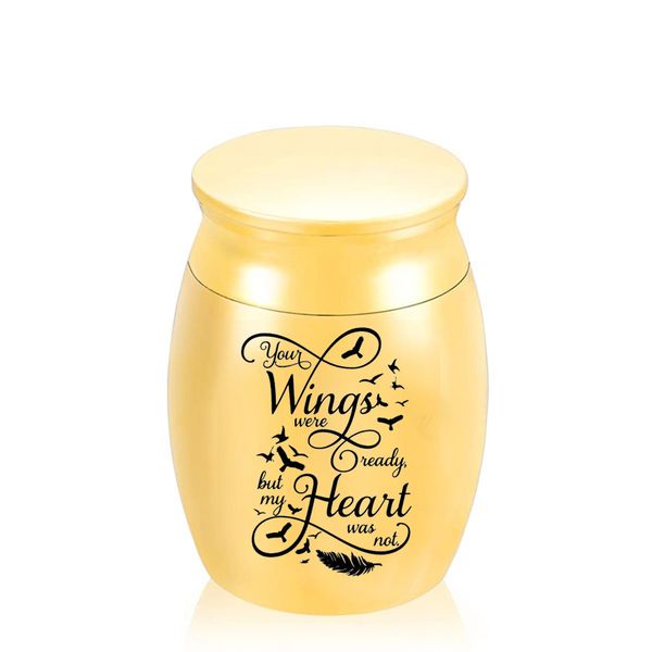 

feather cremation jars pet coffins urns pendants aluminum alloy human ashes memorials engraved with-your wings were ready my heart was not, Silver