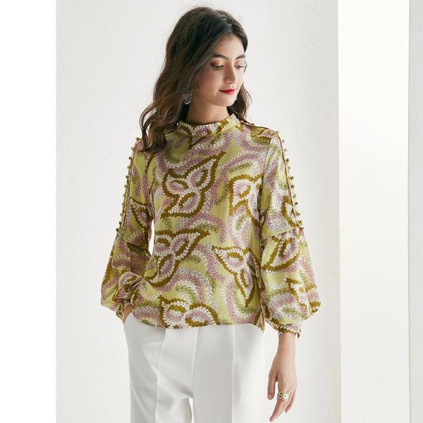 

women's blouses & shirts pokwai o-neck silk long sleeve casual for summer, White
