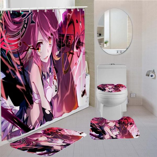 

shower curtains 4piece cartoon anime curtain set toilet mat anti-slip bathroom 3d printing home decoration