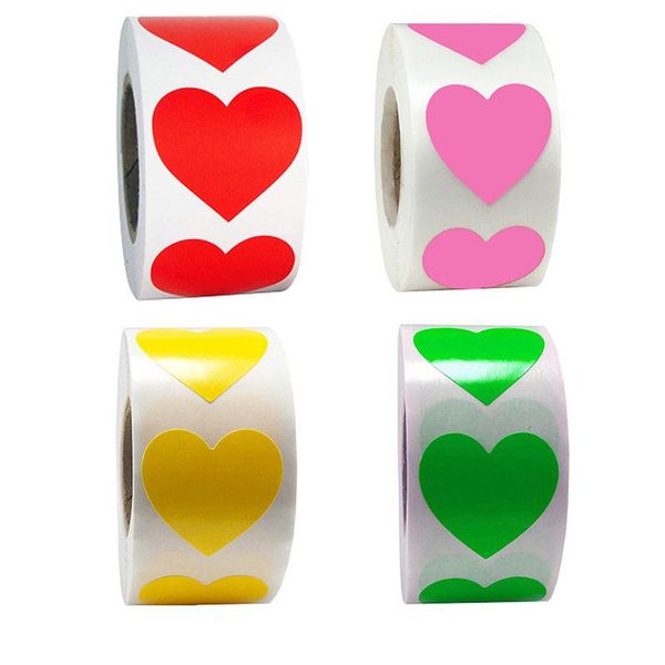 

gift wrap 500 pcs/roll love heart shaped label sticker scrapbooking packaging seal labels birthday christmas party supply stationery