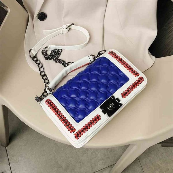 

women's 2021 new and versatile lingge chain single shoulder messenger fashionable small square bag