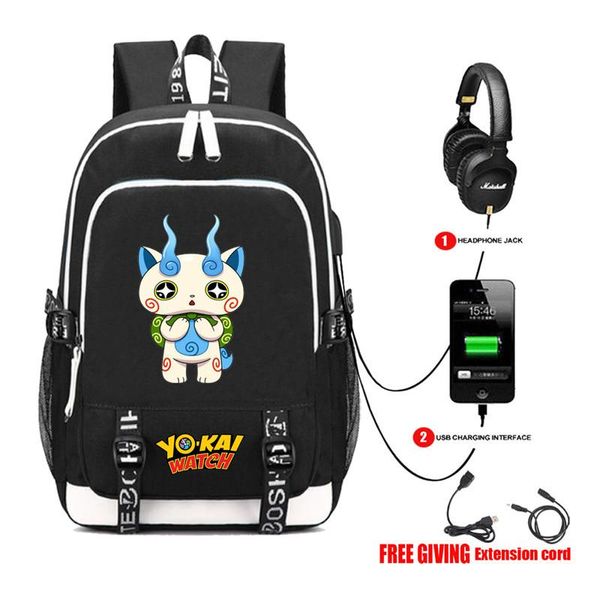 Rucksack Yokai Watch Game Rucksack Tasche mit USB-Modeanschluss/Kopfhörerschnittstelle, Studentenbuch, Laptop