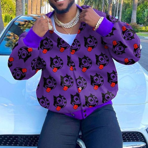 

street print cartoon pattern casual men's 3d printed hoodie visual impact party punk goth round neck sweater hoodie, Black