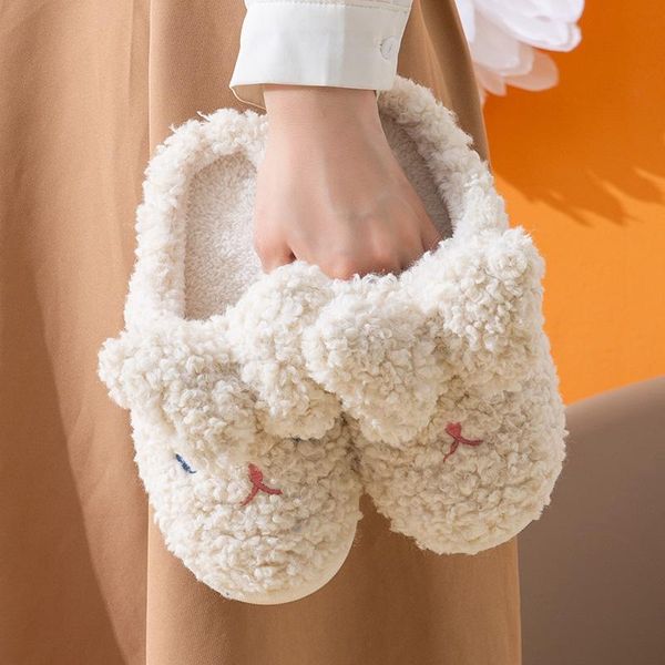 

slippers mljufee women velvet winter short plush yellow color cartoon cute solid fuzzy cozy home men bedroom, Black