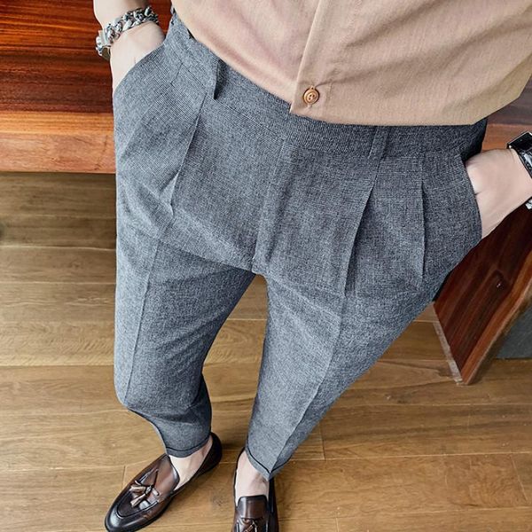 

men's suits & blazers 2021 men business dress pants solid color office social wedding streetwear casual suit slim fit trousers costume, White;black