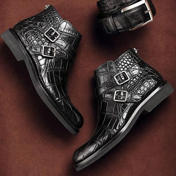 

dress shoes men of plutonium leather handcrafted buckle belts classic men's casual ankle shoes fashion autumn fight designer kr329 z1ds, Black