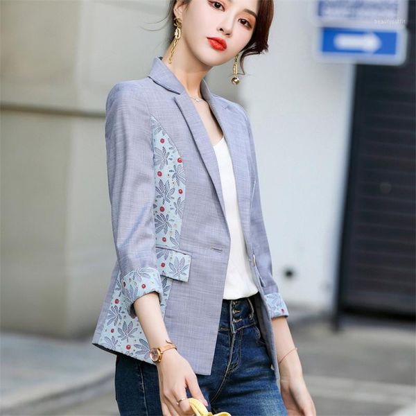 

women's suits & blazers retro irregular printing short ladies fashion elegant plus size casual slim-fit jacket autumn 2021, White;black
